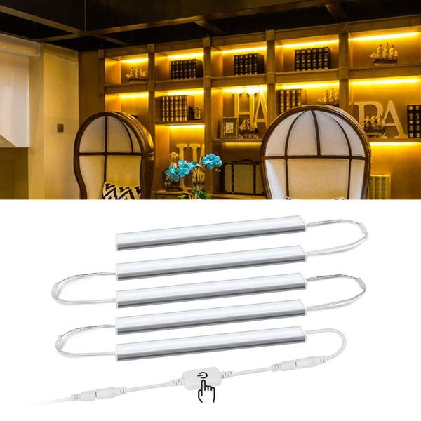 

1-5 pcs under cabinet light dc12v led lamp wardrobe bed kitchen touch sensor stairs dimmable lighting with eu plug