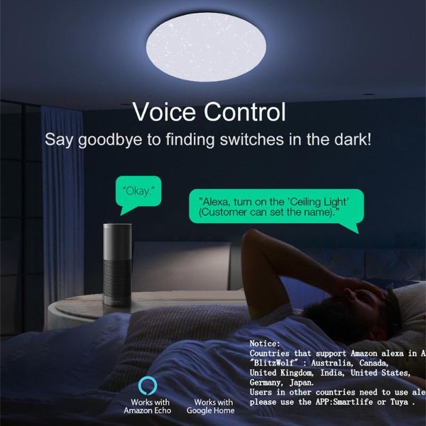 

led blitzwolf 24w smart light ceiling home lighting wifi app remote control work with amazon-echo google lights