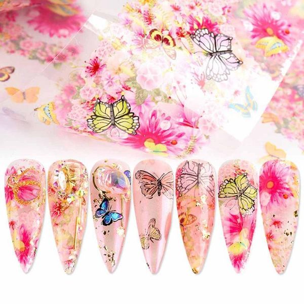

sheets butterfly flowers nail stickers water transfer decals colorful blue design art manicure sliders wraps foils1, Black