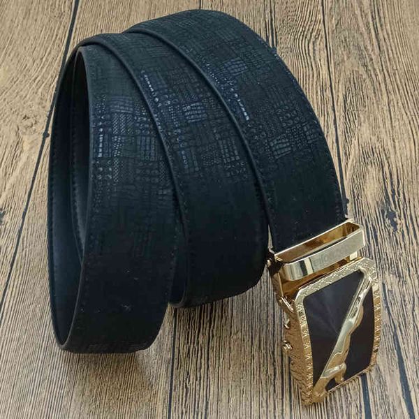 

automatic buckle leather youth men's business fashion leisure mesh belt body, Black;brown