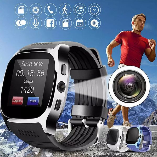 

t8 bluetooth smart watch with camera phone mate sim card pedometer life waterproof for android ios smartwatch android smartwatch