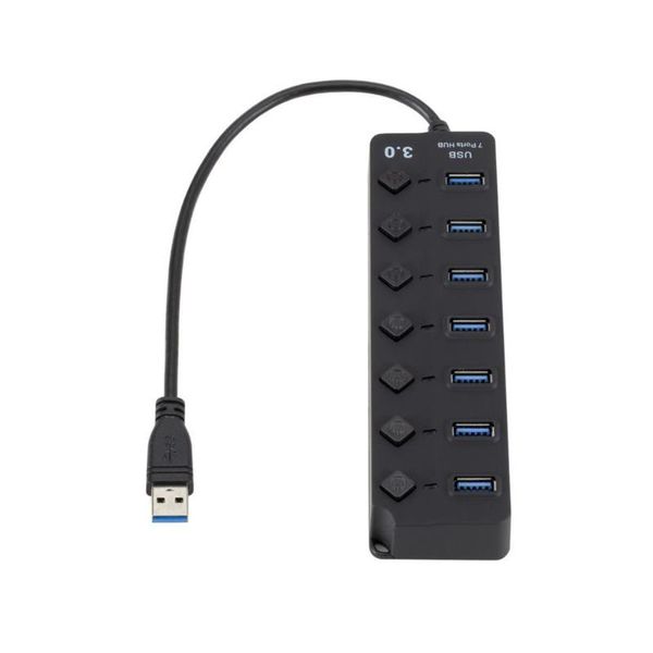 

hubs usb3.0 splitter 7 port hub adapter power on / off switch with button