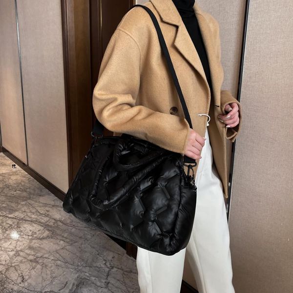 

winter diamond down bags space cotton suit women's bag temperament tote bag large capacity shell one-shoulder satchel bags