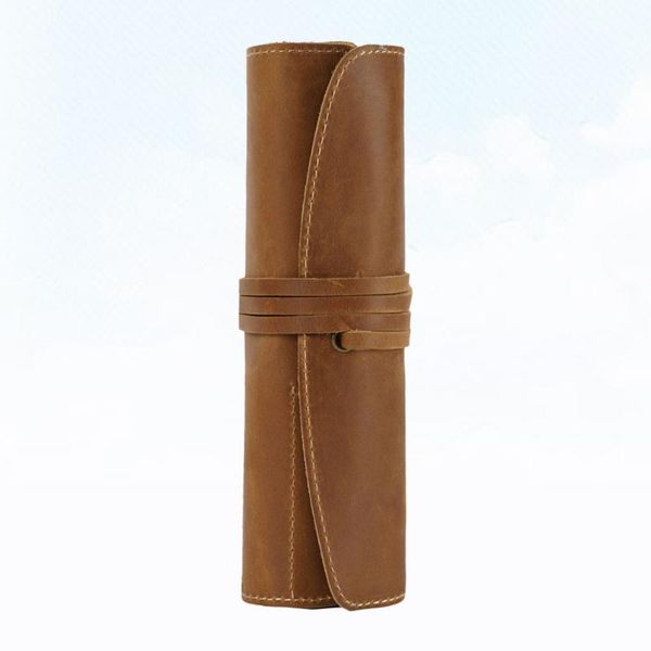

vintage retro roll leather pen pouch holder pencil bag case for rollerball fountain ballpoint bags