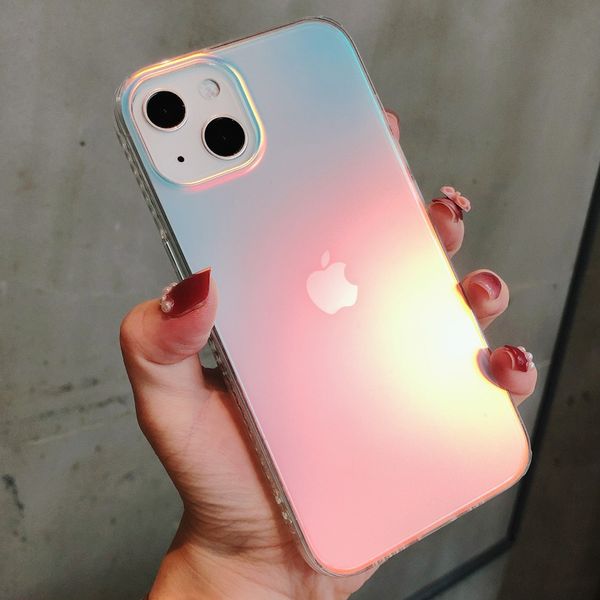 

lx brand luxury matte laser aurora phone case for iphone 13 mini 13 pro max hybrid ammor shockproof cover for iphone 12 11 xs x xr 7 plus