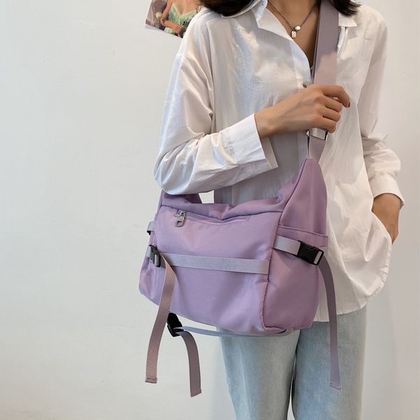 

nylon design big crossbody bags for women 2021 summer trend luxury fashion travel shoulder bags large capacity handbags purple