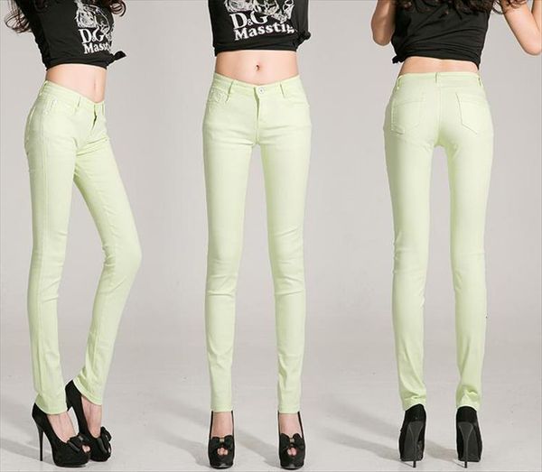 

autumn harem pants skinny women jeans cotton casual brief slim candy color black khaki stretch, Blue