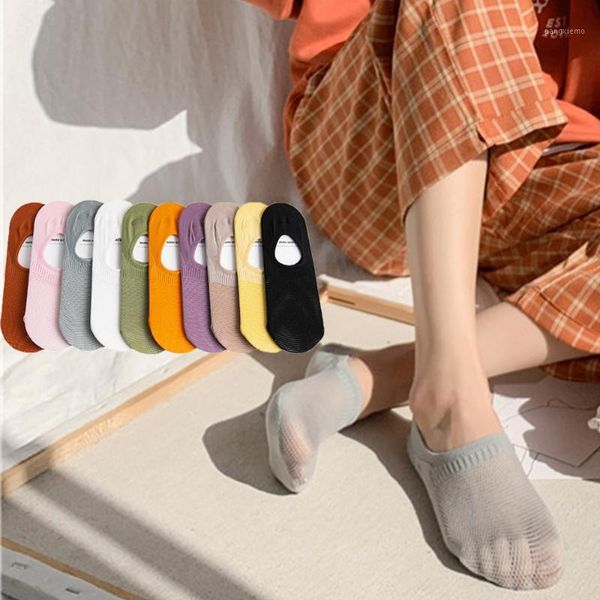 

socks & hosiery 10 solid color spring summer women fashion wild shallow mouth invisible comfortable non-slip mesh, Black;white