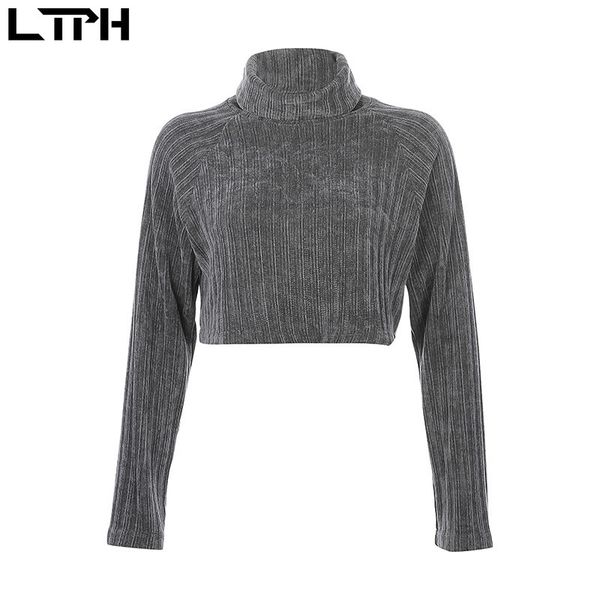 

plush solid color turtelneck sweater long sleeve knit short loose pull femme all-match casual women sweaters autumn 210427, White;black