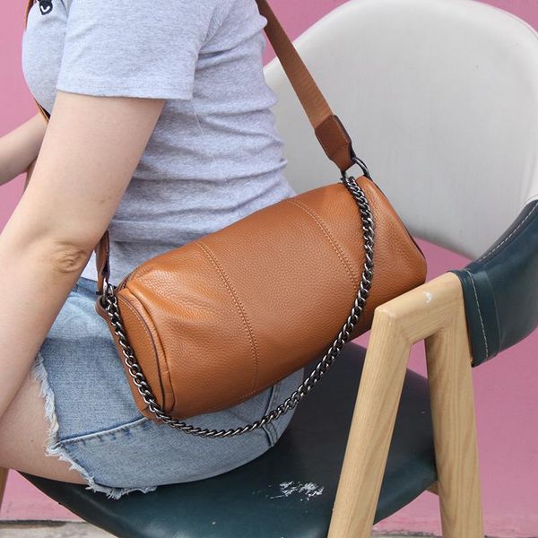 

evening bags vintage chains design handbag female armpit shoulder bag genuine leather crossbody for women baguette bolsas de mujer