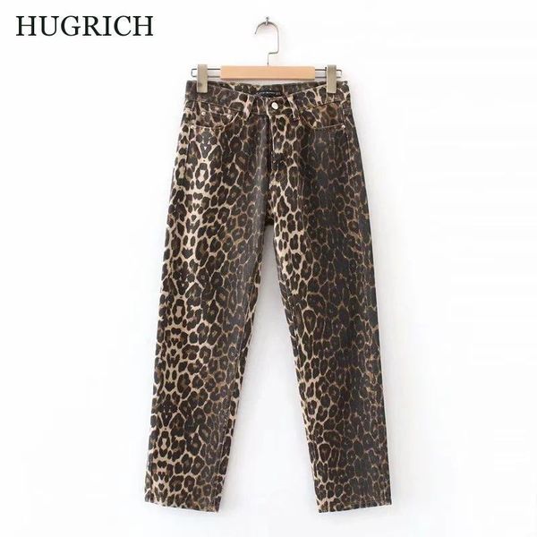 

women's fashion cropped pants high waist slim stretch leopard jeans all-match thin straight trend autumn, Blue