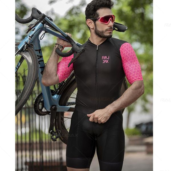 

racing sets raudax cycling jersey team triathlon set one piece jumpsuit short sleeve macaquinho ciclismo feminino gel pa, Black;blue