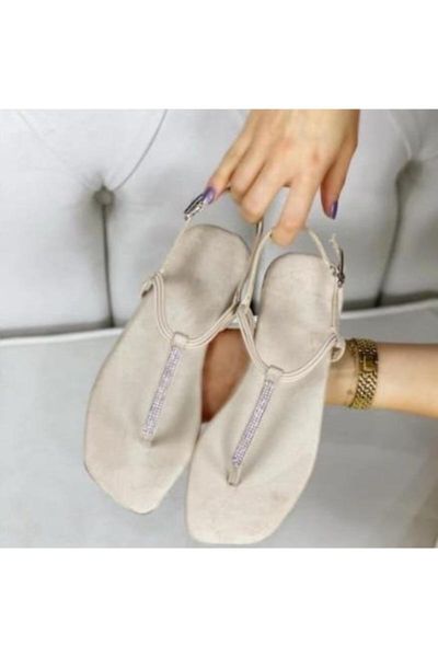 

sandals women's skin stone flat bottom, Black