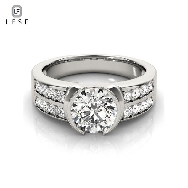 

cluster rings lesf luxury 925 sterling silver wedding ring sets for women cz princess engagement band trendy jewelry, Golden;silver