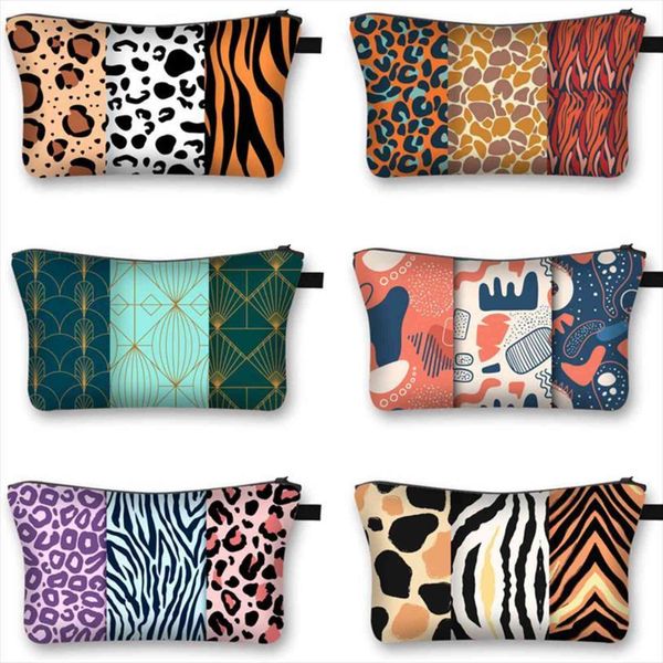 

animal pattern water resistant makeup cosmetic bag printing leopard organizer women multifunction beauty