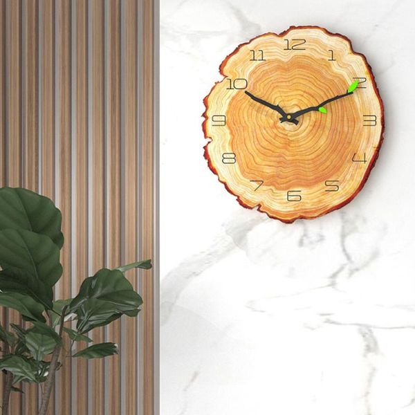 

wall clocks creative art design clock 12 inch annual ring quartz wood grain modern silent living room bedroom home decoration