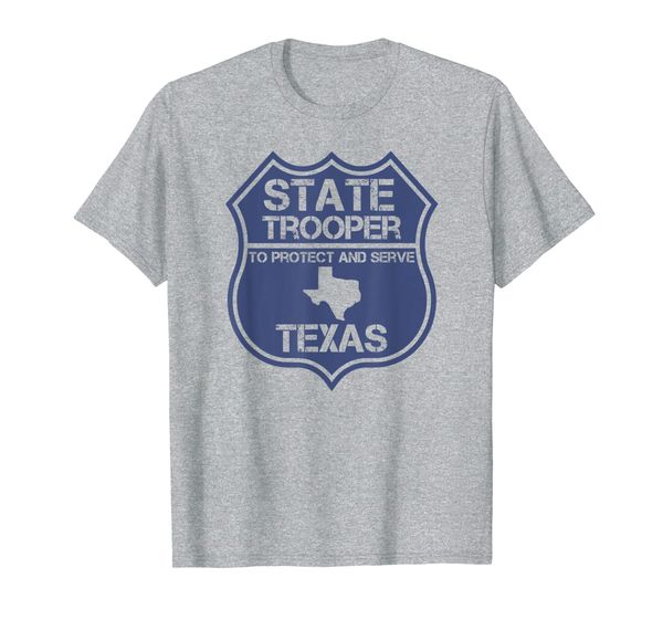 

texas state trooper t-shirt to protect and serve badge, White;black