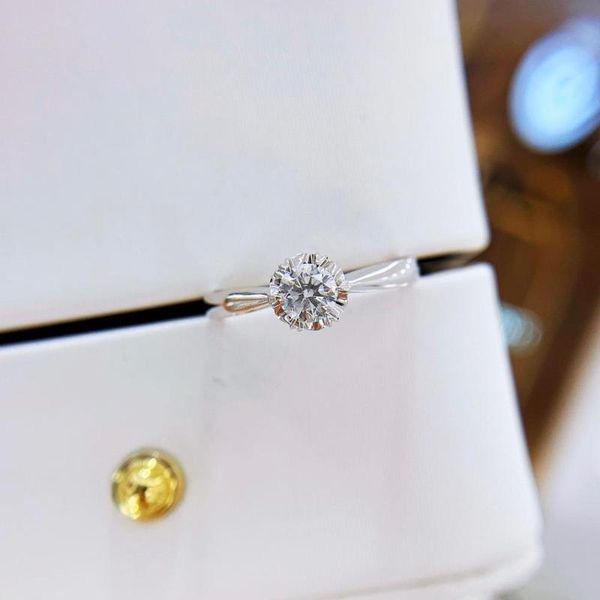 

cluster rings 0.3 f-g natural diamond engagement ring solid 18k white gold fine jewelry for women certificated, Golden;silver