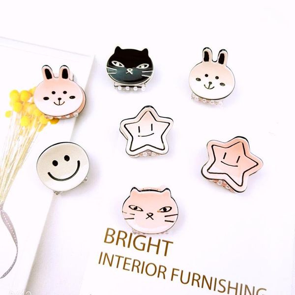 

hair accessories 2021 trendy korean version of acetate sheet catch clip cute cartoon star cat for girls wholesale, Slivery;white