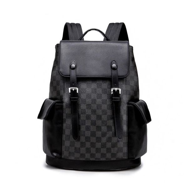 

weysfor vogue leather backpack female male travel backpack laplarge capacity designer bagpack black plaid mochila hombre 211029
