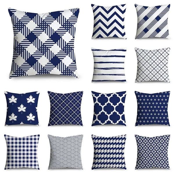 

cushion/decorative pillow blue pattern decorative cushion cover floral case for car sofa decor geometry home pillows 45 x 45cm funda cojin k