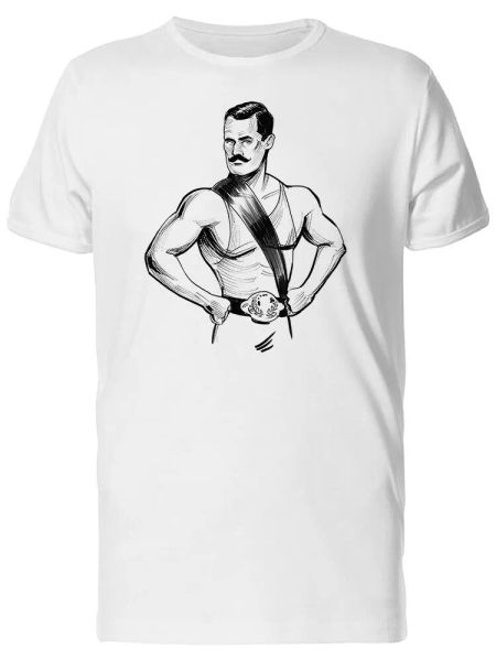 

strong wrestler sketch men's tee -image by shutterstock, White;black