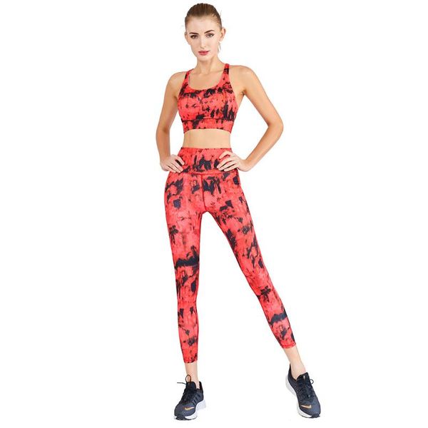 

yoga outfit 2021 tie dye suit for fitness women sportwear gym clothing set sport woman leggings active wear high quality