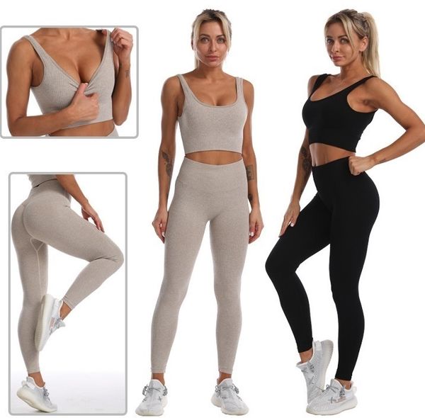 

women tracksuits push up high waist leggings gym active wear seamless workout sets femme jegging gymnastics clothes woman fitness lady tight, Gray