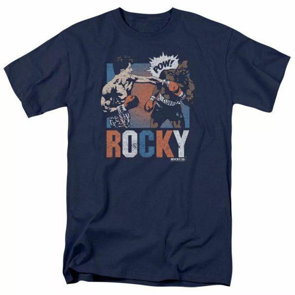 

rocky rocky pow t shirt mens licensed boxing movie tee balboa navy, White;black