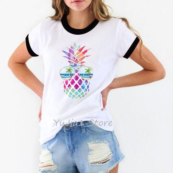 

pineapple fruit clothing and men women womens funny vogue camiseta mujer harajuku kawaii clothes summer tee femme, White;black