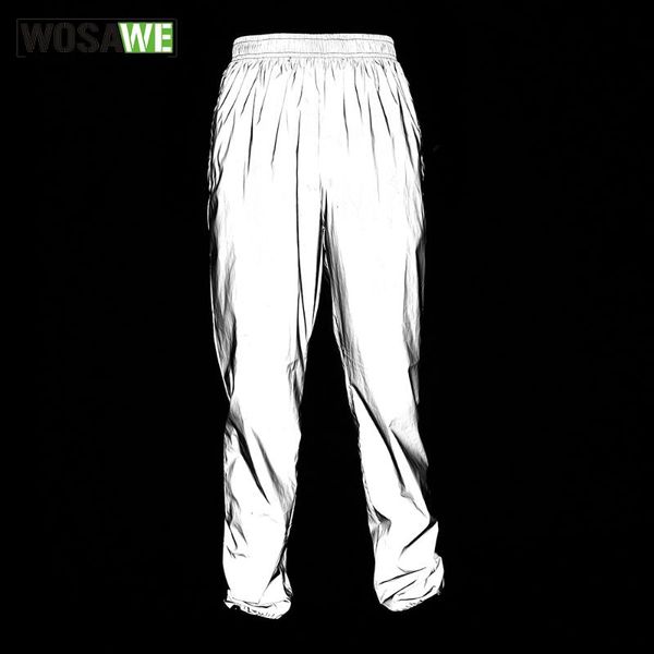 

racing pants wosawe men's cycling sports full reflective night running windproof waterproof outdoor breathable trousers, Black;blue