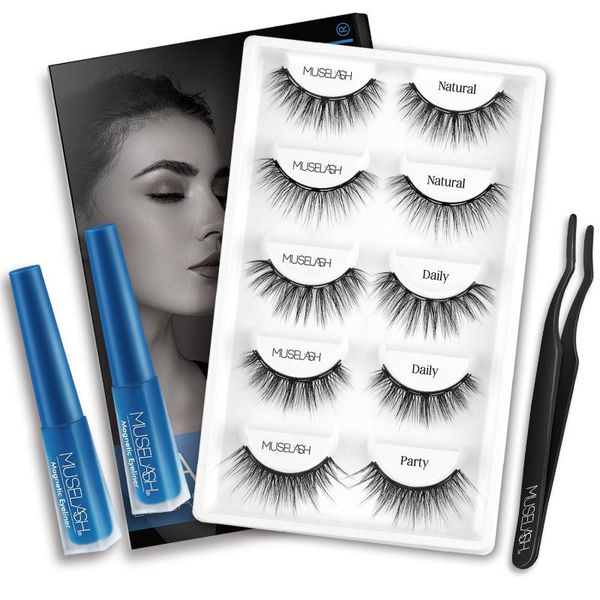 

false eyelashes muselash 3d pestaÃ±as magneticas magnetic cilios postiÃ§o and eyeliner set natural