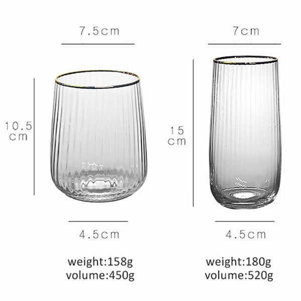 

japanese gold vertical grain glass heat resistant household simple juice milk cup daily use wine glasses