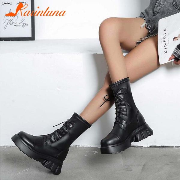 

boots karin wholesale fashion women shoes motorcycle round toe gothic platform shoelace stylish booties, Black