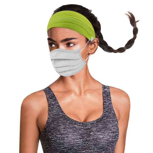 

sweatband button headband women men running jogging knitted stretch hair outdoor sports belt, Yellow;black