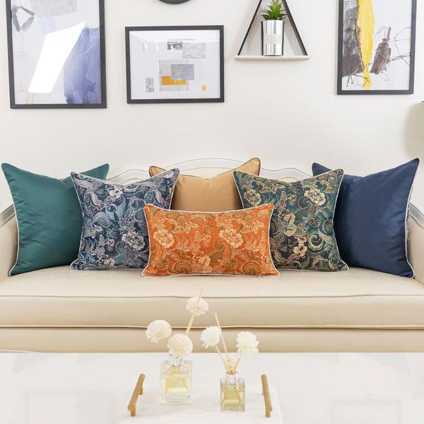 

cushion/decorative pillow luxury blue/yellow/dark green/orange jacquard pillowcase cushion cover sofa decorative vintage phoenix bedside