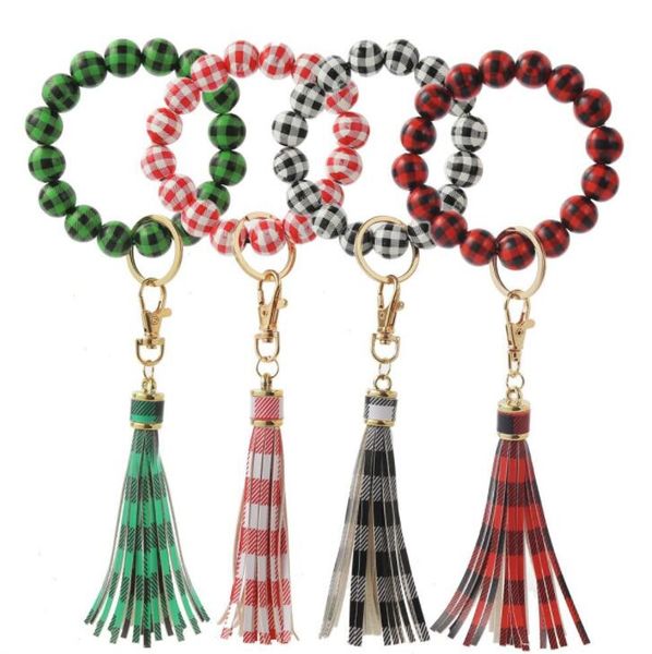 

grid christmas keychain charms silicone beads car keychain for men women leopard tassel keyring for keys accessories gift, Silver