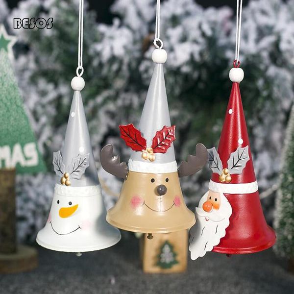 

christmas decorations wholesale fashion iron painted pattern santa claus horn bell party window door table tree