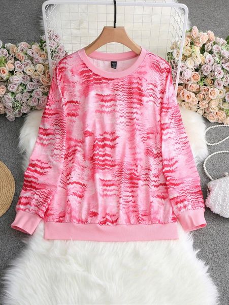 

plus tie dye drop shoulder sweatshirt 26k8#, Black