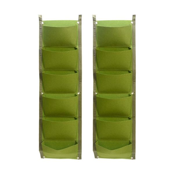 

planters & pots 2pcs multi pockets planting bag vertical growing greening balcony pouch flower container felt wall hanging home decoration y