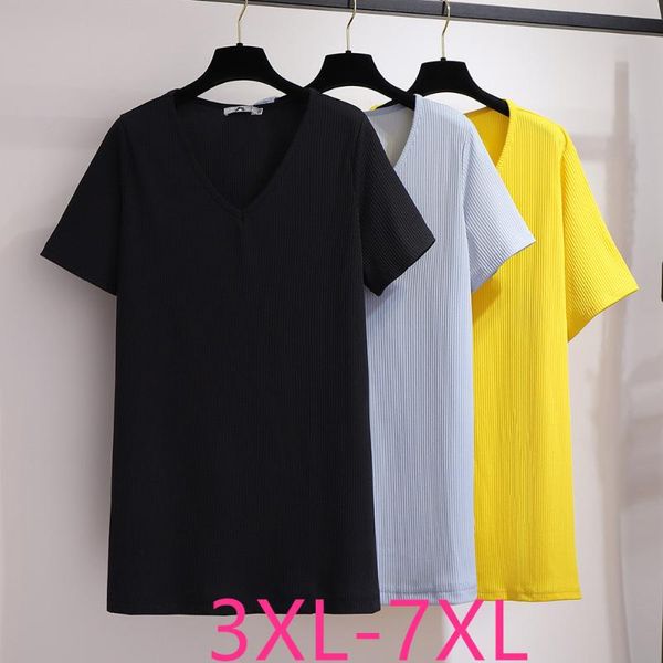 

plus size t-shirt missfansiqi fashion summer for women loose casual short sleeve black blue v-neck 3xl 4xl 5xl 6xl 7xl