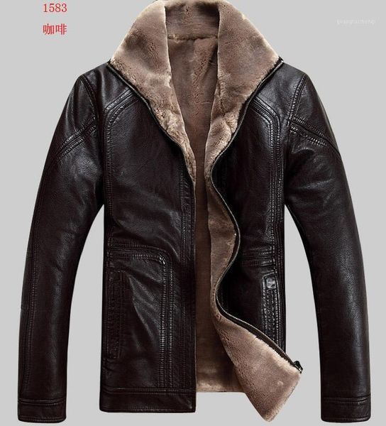 

men's fur & faux m-6xl / winter fashion thickening synthetic skin pu coat, Black