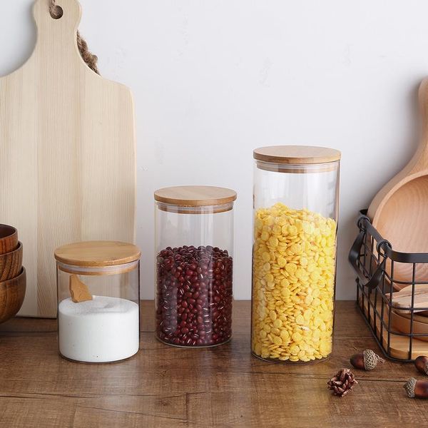

storage bottles & jars air tight container glass jar food grains contenitori household tea caddy pojemniki na przyprawy