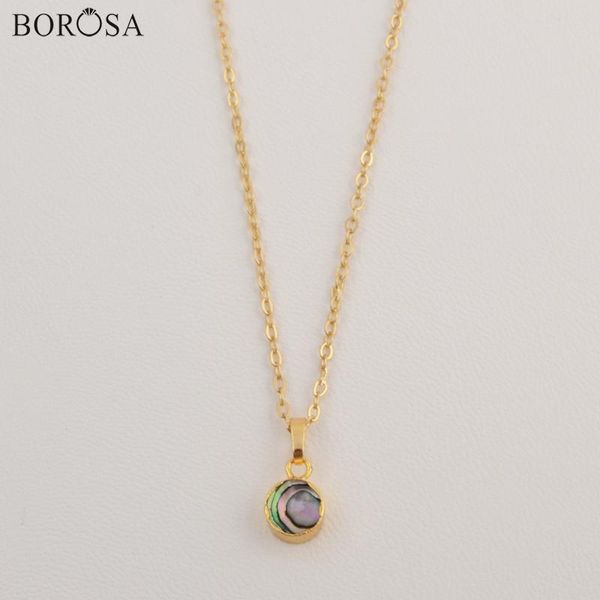 

pendant necklaces borosa boho women necklace round natural abalone shell 16inch gold color chains cl089, Silver