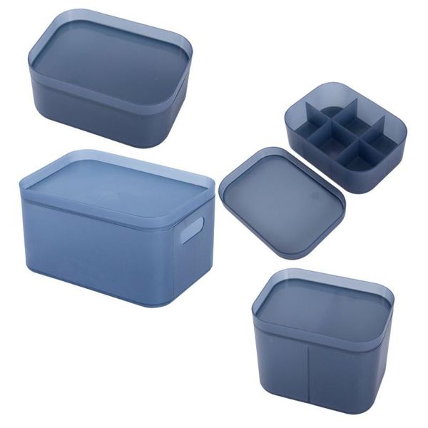 

storage boxes & bins 4pcs frosted cosmetic multi-purpose organizing box (blue)