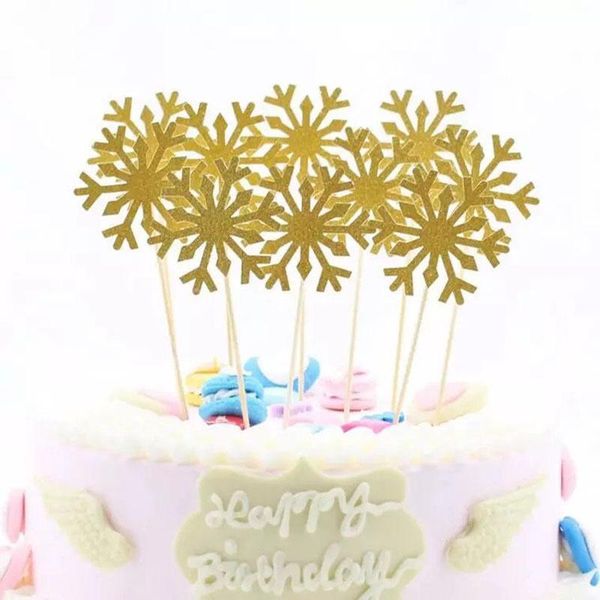 

other event & party supplies colorful small snowflake birthday cake card inserting ice and snow baking flag baby shower christmas decoration