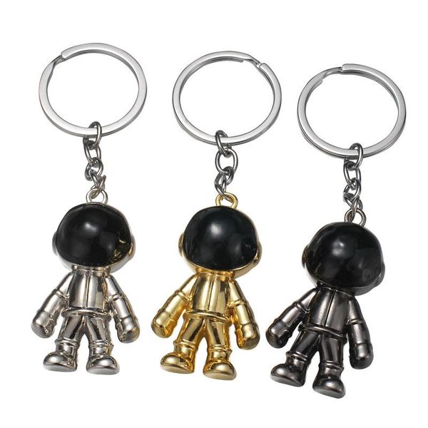 

keychains creative alloy 3d astronaut space robot spaceman metal keychain car ornaments key ring accessories pendant gift, Silver