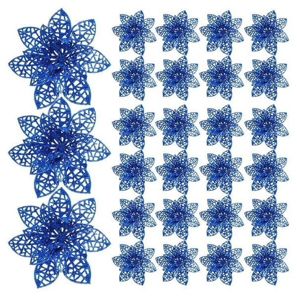 

decorative flowers & wreaths 50 pieces glitter christmas tree ornaments artificial wedding poinsettia for decoration