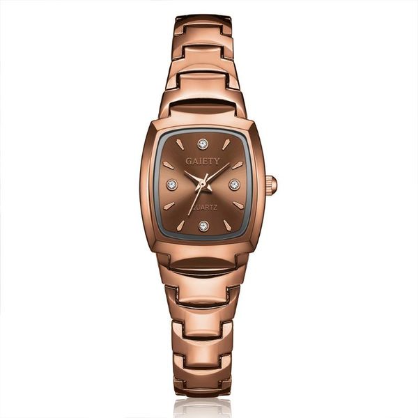 

women's watches luxury stainless steel wristwatch square surface female diamond quartz gold watch wristwatches, Slivery;brown