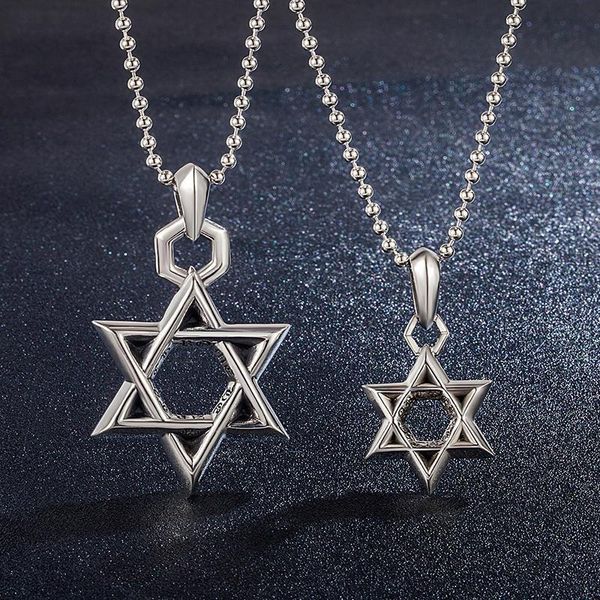 

factory outlet party favor chrome/hearts necklace high version sterling silver crotch male cross pendant six pointed star pendant sweat